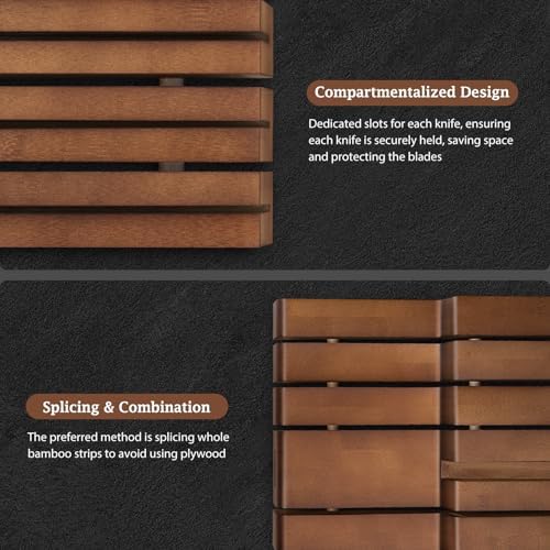 HOSHANHO In-Drawer Knife Block, Bamboo Knife Drawer Organizer for 12 Knives