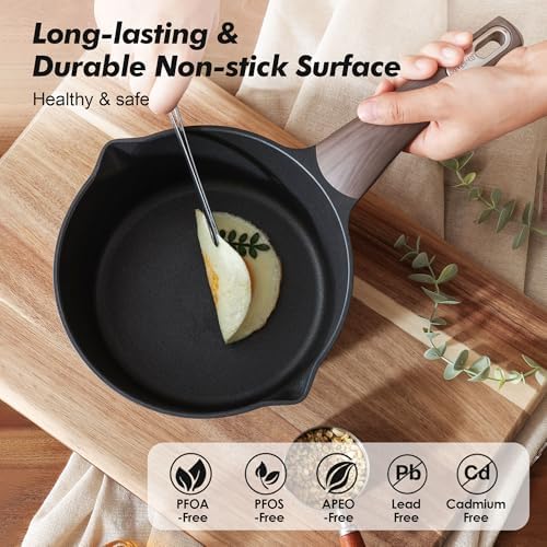 SENSARTE Nonstick Sauce Pan with Lid, 2.0 Quart Small Saucepan, Multipurpose Cooking Pot with Stay Cool Handle, Non toxic Sauce Pot, Non stick Small Pot, Sauciers, Induction Comptable, PFOA Free