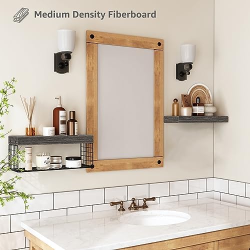 QEEIG Bathroom Shelves Over Toilet Wall Mounted (Grey, Set of 2, 15.7")