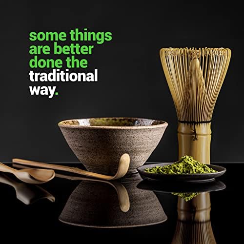 Matcha Whisk Set - (Chasen), Traditional Scoop (Chashaku), Tea Spoon