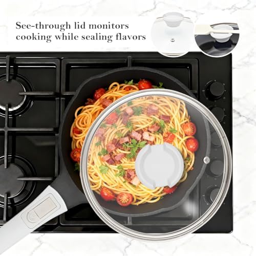 2.5 Qt Saucepan with Lid, Nonstick Sauce Pot with Pour Spout, White