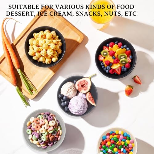 Wheat Straw Bowls Sets of 8, 10oz Small Plastic Bowl Reusable, Unbreakable Dessert Bowls, Microwave & Dishwasher Safe Snack Bowl for Kitchen, Party, Mini Bowls for Ice Cream - BlackBeige
