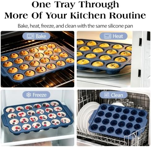Silicone Muffin Pans for Baking with Metal Reinforced Frame