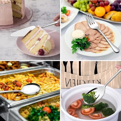 Serving Utensils,XEVOM 6-Piece Stainless Steel Serving Utensil Set Silver