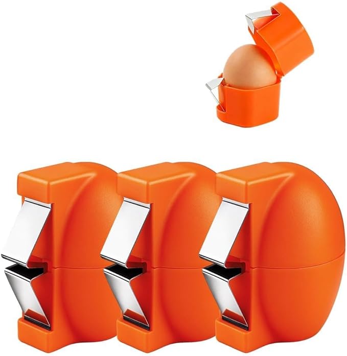Egg Shell Opener Egg Cracker Tool,2026 New Eggs Separator for Raw and Hard Boiled Eggs Peeler Shell Remover,Stainless Steel Eggshell Breaker Peeling Tool Portable Kitchen Gadgets (3, Orange)