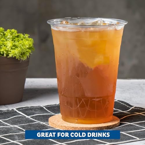 Freshware Clear Plastic Cups [100 Pack - 12 oz] Disposable Cups for Iced Coffee, Smoothie, Milkshake, Cold Drinks