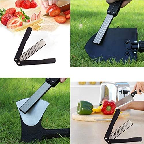 2 Pcs 400/600 Grit Portable Handheld Double Sided Sharpener Pocket Diamond Knife Sharpening Stone for Kitchen, Garden, Outdoor tools Fine/Coarse Grinding （Black/Orange）