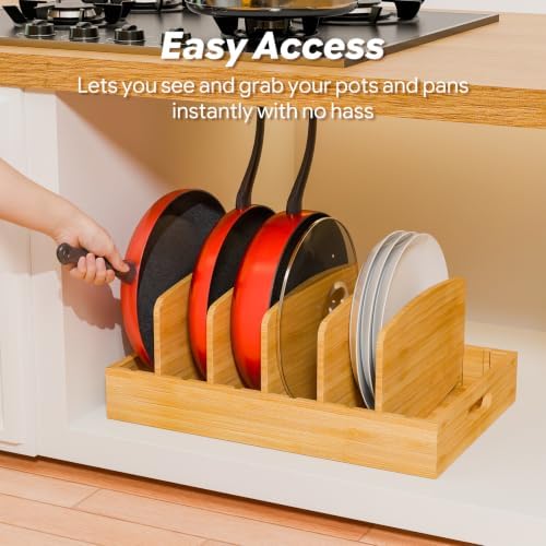Simple Trending Extra Large Lid Organizer Bamboo, Pots Pans Lid Holder