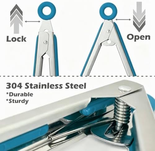 9" Kitchen Tongs for cooking with Silicone Tips, Salad Tongs, Peacock Blue