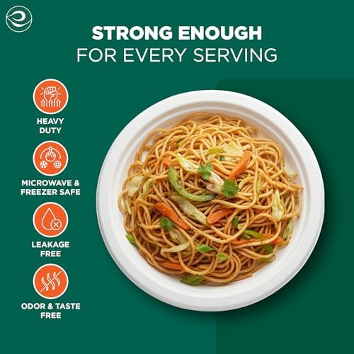 ECO SOUL 6 Inch Disposable Bagasse Paper Plates (1000 Pack, Round)