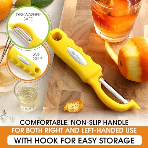 Spring Chef Swivel Potato Peeler for Kitchen with Soft Grip Handle, Yellow