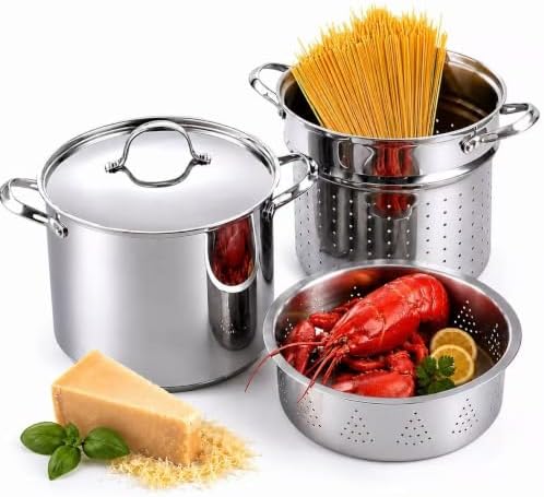 Cooks Standard 12 Quart Pasta Pot Set 4-Piece 18/10 (304) Stainless Steel