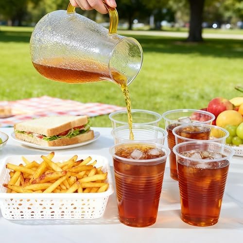 200 pack 12 oz clear plastic cups - Disposable cold drink party cups, Drinking cups for Birthday, Picnic, Travel, Christmas, Wedding and More