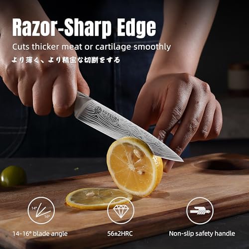 YOTSUBA 5 Inch Japanese Utility Knife with Full Tang Rosewood Handle