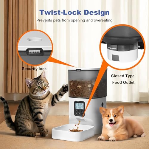 ANDOLL HOME Automatic Cat Feeder, 4L Cat Food Dispenser with 10s Voice Recorder, Pet Feeder up to 8 Meals per Day, Timed Feeder with Dry Food Sealed Ring
