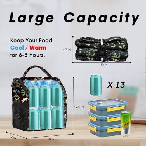 VLM Lunch Box for Women, Insulated Lunch Bag Women, Cute Floral Lunch Tote