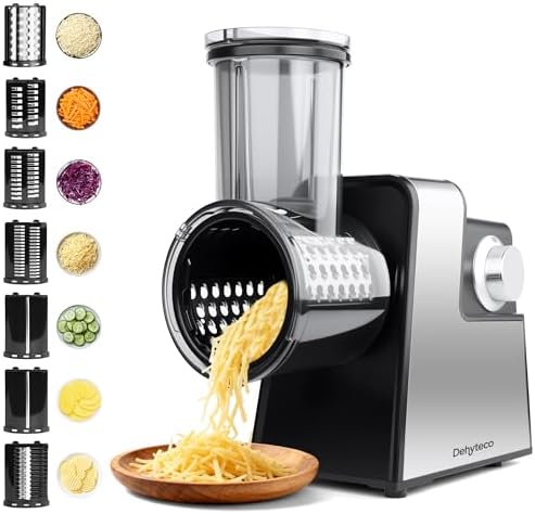 Electric Cheese Grater 7 in 1,Stainless Steel Salad Shooter,Slicer Shredder