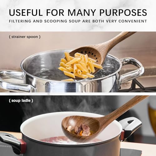 Wooden Spoons for Cooking, 8-Piece Acacia Wood Cooking Utensil Set