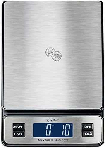 Weighmax W-2809 90 LB X 0.1 OZ Durable Stainless Steel Digital Postal Scale, Shipping Scale With AC adapter, 1 Pack