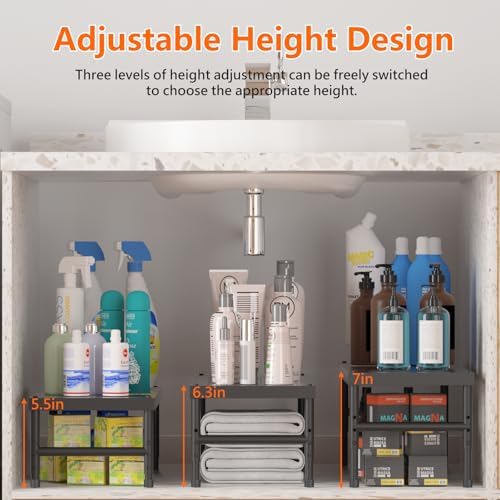2 Pack Expandable adjustable stackable kitchen cabinet organizer,spice rack