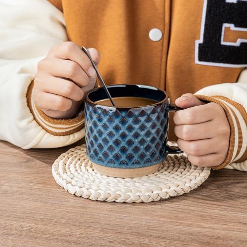 GBhome 15 OZ Stackable Coffee Mugs Set of 4, Ceramic Coffee Cups Set