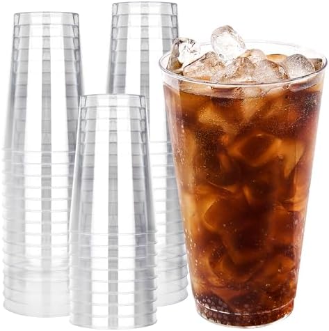 RACETOP 16 oz 100 Pack Disposable Plastic Cups, Disposable Clear Plastic Cups for Parties, Weddings, Gatherings, and Festival Events