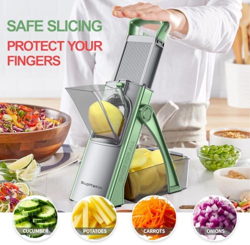 SupMaKin Safe Mandoline Slicer Plus for Kitchen Adjustable Vegetable Slicer