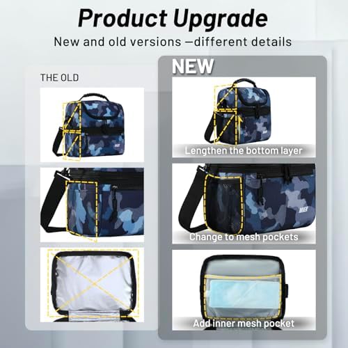 MIER Insulated Lunch Box Bags for Men Women, Dual Compartment, Camo