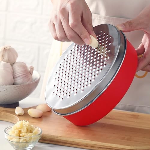 Kunovo Cheese Grater With Airtight Storage Container,cheese shredder&vegetable grater，Box Grater (1-Red)