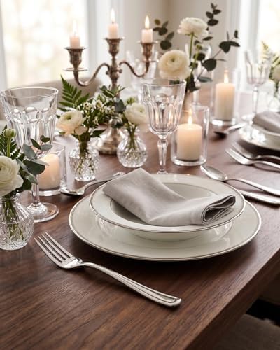 BUCLA 200 Pieces Silver Plastic Silverware - Heavy Duty Disposable Cutlery set - 100 Silver Plastic Forks, 100 Disposable Spoons for Catering, Parties, Dinners, Weddings and Christmas