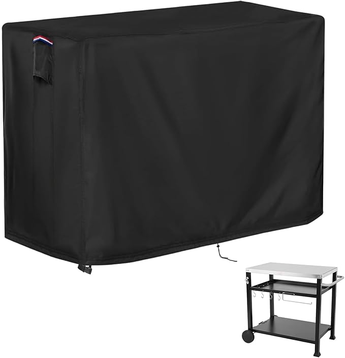 Outdoor Grill Table Cover for Royal Gourmet PC3404S Rolling Dining Table, Waterproof Cart Cover for BBQ Kitchen Food Prep Table Cart,Black-46''L x 25''W x 39''H