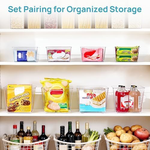 Vtopmart 8 Pack Clear Storage Bins Set for Pantry Organizer
