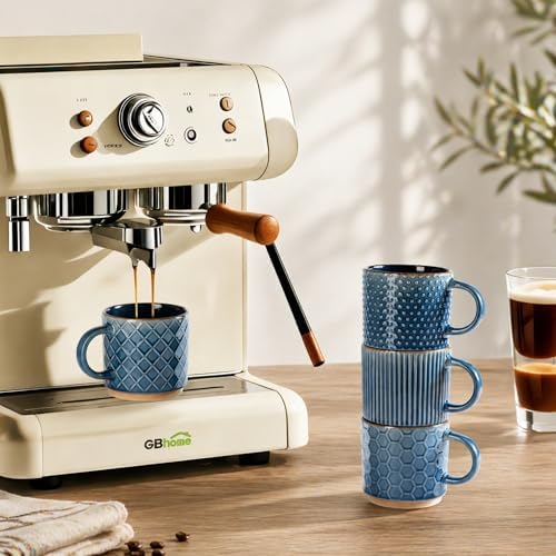 GBhome 12 OZ Stackable Coffee Mugs Set of 6, Ceramic Coffee Cups Set