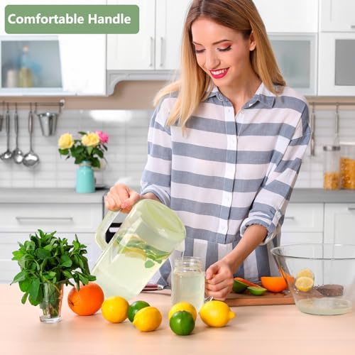 1 Gallon Clear Plastic Pitcher with Lid, 2 Pack Clear Water Pitcher