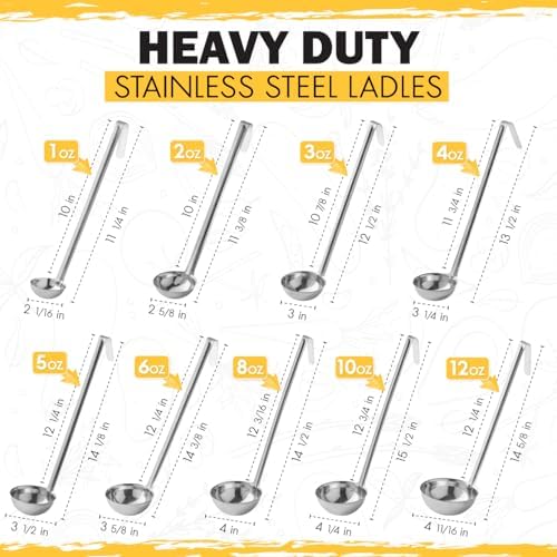 Ladle - Durable Stainless Steel Ladle Serving Measuring Soup Dressing Sauce Gravy Sturdy Dependable Long Handle for Kitchen (1, 1 Oz.)