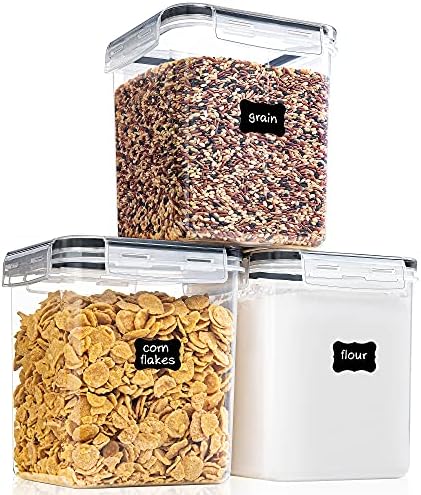 PANTRYSTAR Medium Food Storage Containers with Lids Airtight 2.5L /84.5Oz, for Flour, Sugar, Baking Supply, 3PCS BPA Free Plastic Canisters for Kitchen Pantry Organization
