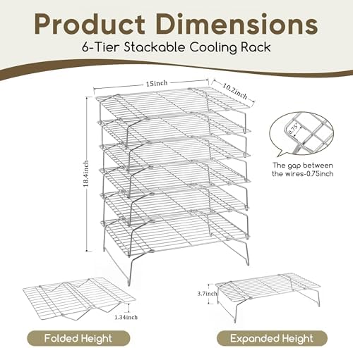 Herogo 6-Tier 15"x10" Stainless Steel Baking Cooling Rack