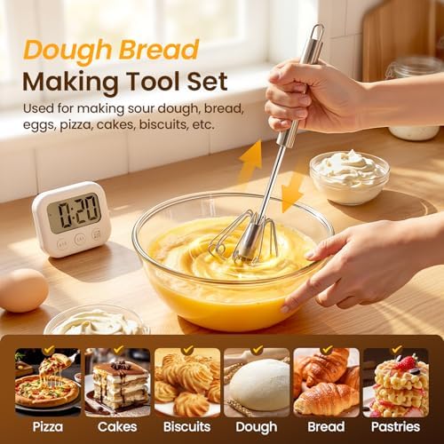 Danish Dough Whisk & Egg Whisk Set for Sourdough Bread, 12 inch