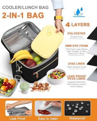Capolo Lunch Bag for Women Men Insulated Lunch Tote Leakproof Lunchbox Bags