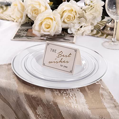 I00000 60 Pcs Silver Plastic Plates, Premium Silver Disposable Plates