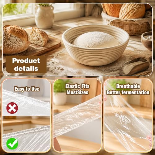 200pcs Bread Proofing Covers for Sourdough, Reusable Elastic Dough Covers for Banneton Baskets and Mixing Bowls, Bread Fermentation Covers to Keep Dough Moist During Rising, Resting and Final Proofing