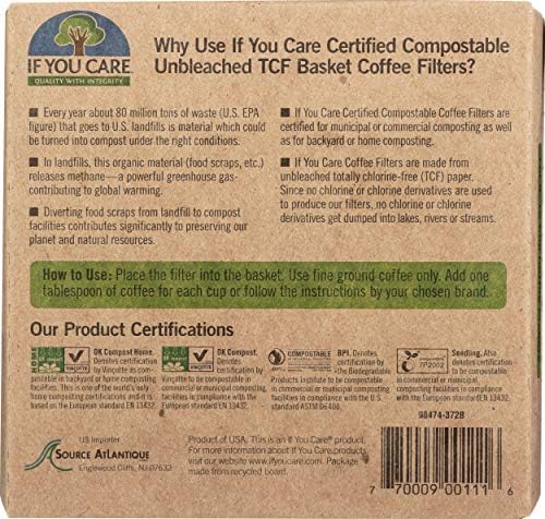 If You Care Coffee Filter Baskets,Fits 8-12 Cup Drip Coffee Makers, 100 count (Pack of 2)