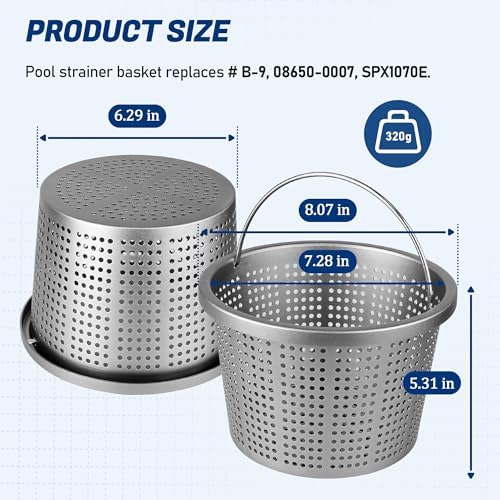 8" Aluminum Pool Skimmer Basket for Pentair U-3,Hayward SP1070 Pool Skimmer