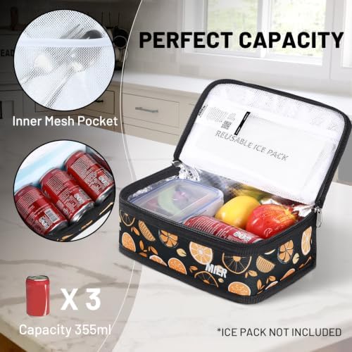 MIER Small Lunch Bag for Kids & Adults Compact Insulated Lunch Box, Fruits