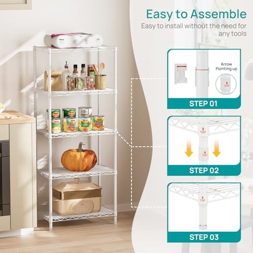 SINGAYE 5 Metal Shelves Wire Shelving Storage Shelf Adjustable Unit Pantry