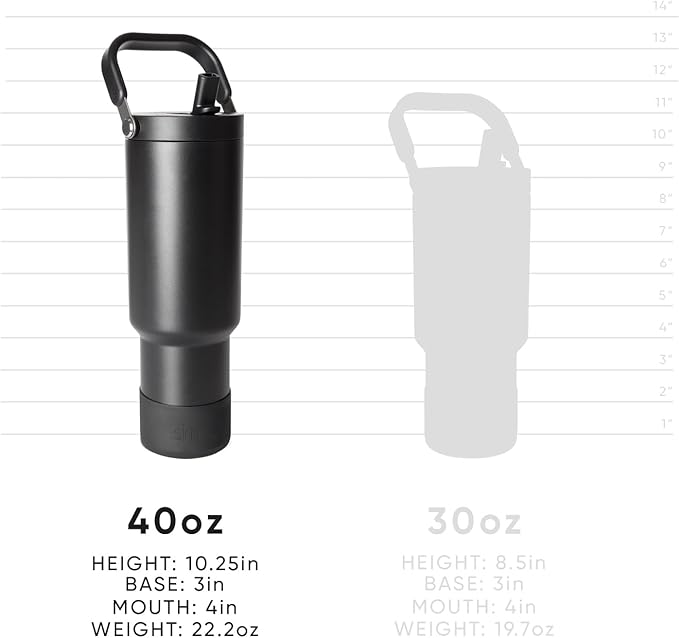 Simple Modern Trek Pivot | 40oz Flip Straw Tumbler with Handle | Water Bottle & Boot | Interchangeable Straw & Chug Lids | Insulated Stainless Steel Jug | Gym Sports Outdoors | Raspberry Vibes