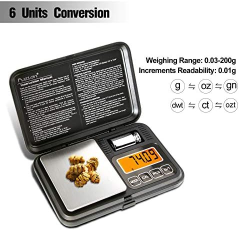 Fuzion Digital Pocket Gram Scale 200g/0.01g with 50g Calibration Weight