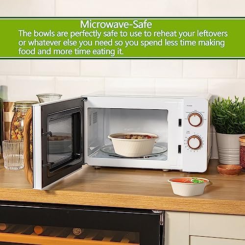 Homestockplus 48 Oz Disposable Bowls - Heavy Duty and Compostable Bowl - Made from Sugarcane and Bamboo Fibers, Microwave Safe - Large Paper Bowl for Soup, Salad, Ramen, Popcorn, etc. [50 Pack]