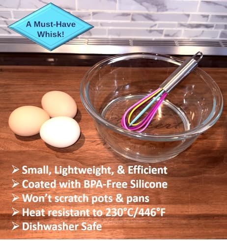 Small Silicone Whisk for Cooking & Mixing (6 inches)