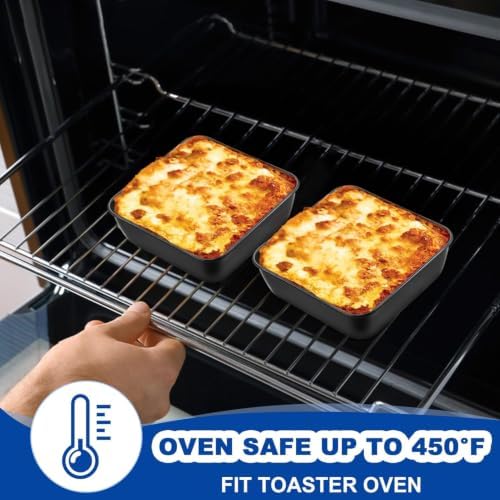 E-far 6 x 6 Inch Square Baking Cake Pan, Nonstick Small Baking Pan Set of 2